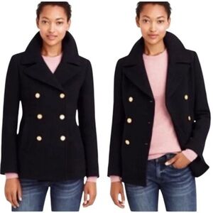J.Crew Stadium Cloth Nello Gori Black Peacoat Gold Buttons Size 2T